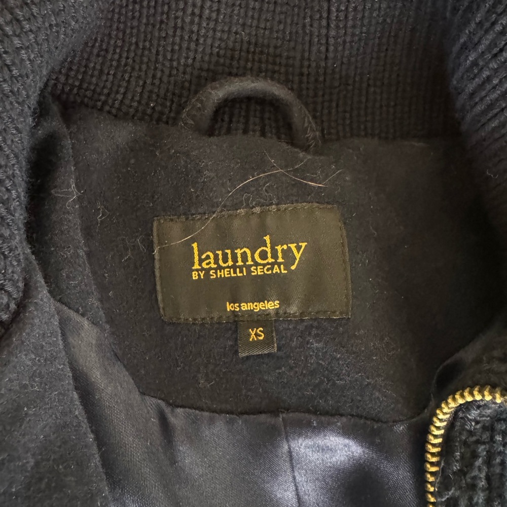 Navy Belted Wool Cape Coat - Laundry by Shelli Secal - Picture 4 of 4